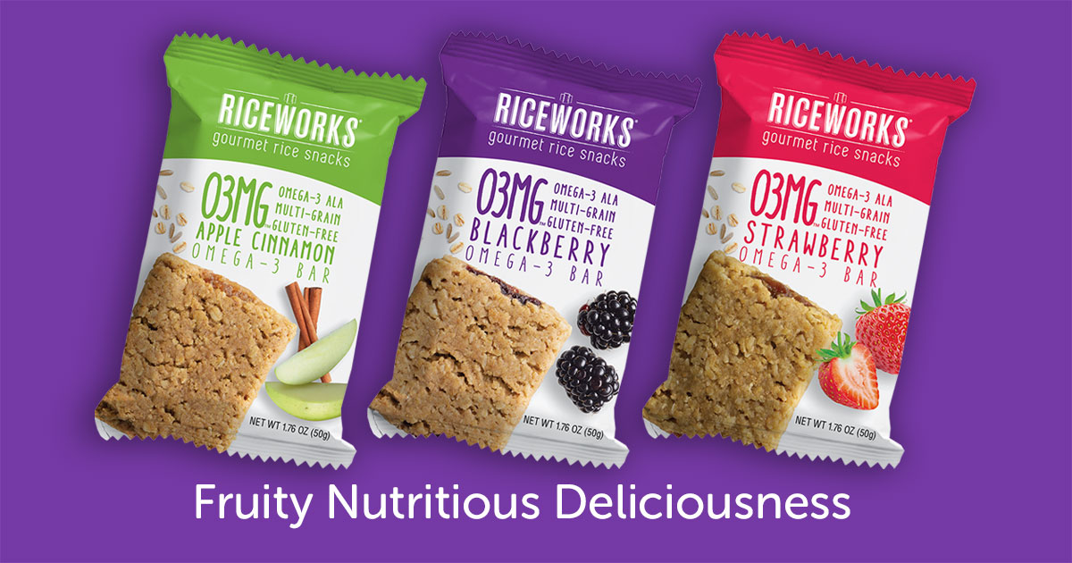 O3MG Omega 3 Whole Grain and Fruit Bars Riceworks